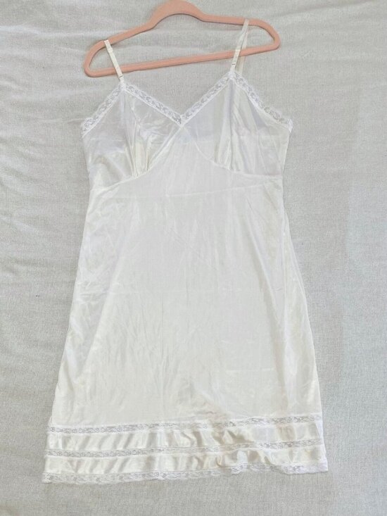 Dawn to Dusk Other - Vintage Dusk to Dawn Slip Coquette Twee Goth Cream Lace Trim 42C Lingerie